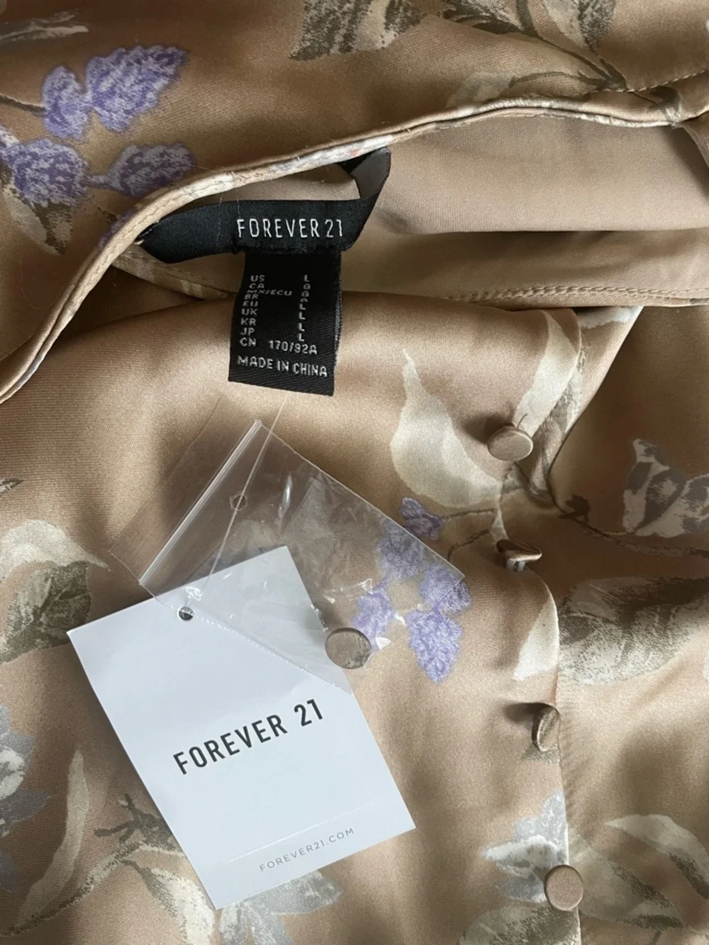 Forever 21 Champagne Floral Satin Slip Dress - Picture 9 of 9